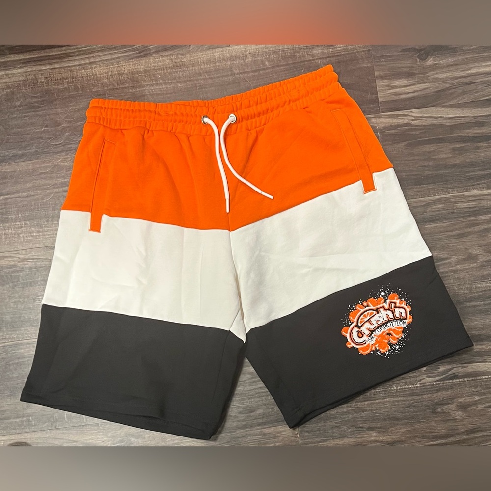 Orange, White, and Black Colorblock Shorts